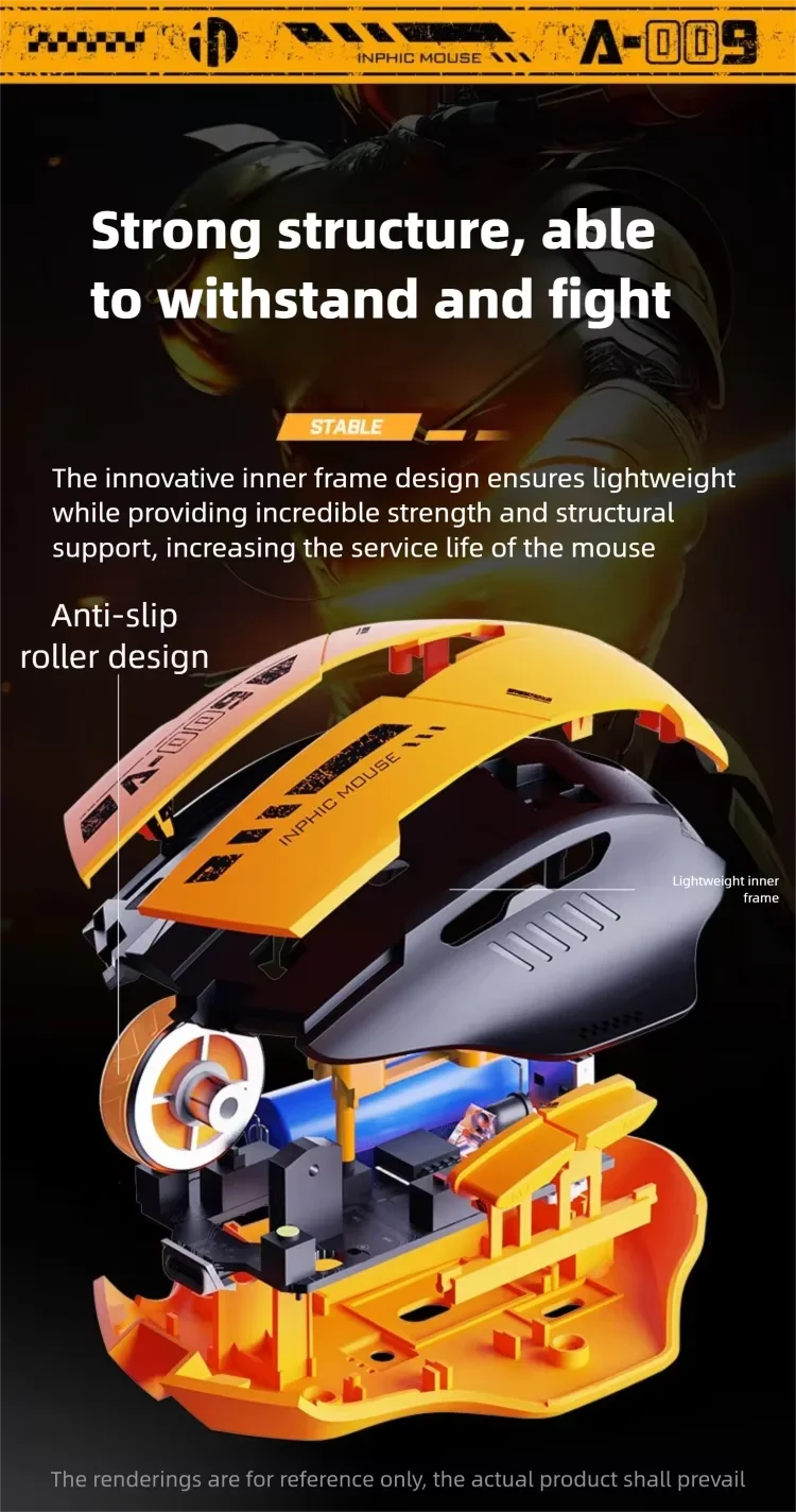 Inphic A9 V2 Wireless Gaming Mouse – 12800 DPI Rechargeable Ergonomic Mouse