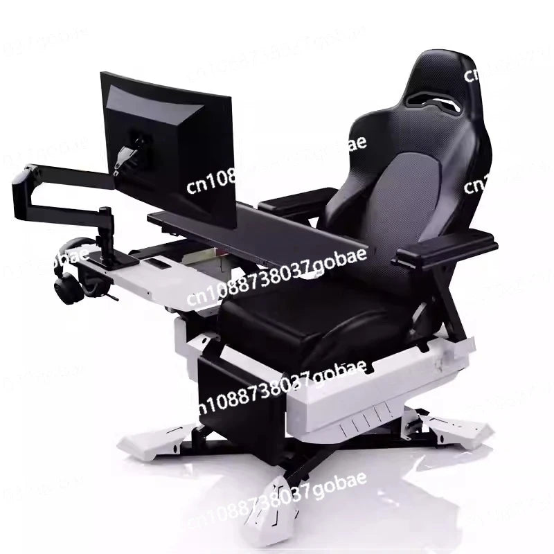 Luxury Gaming Cockpit Chair Multi Functional Office Computer Chair with Adjustable Desk, Ergonomic Long Sitting Gaming Workstation Seat