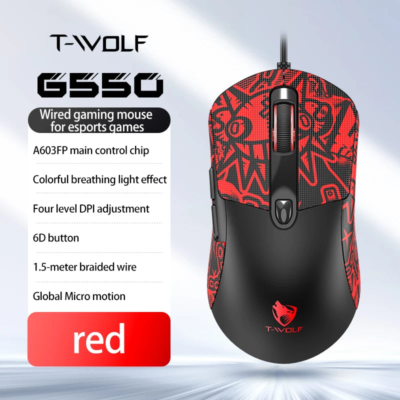 2026 Wired Gaming Mouse RGB with Anti-Slip Grip, 6-Key Ergonomic Gaming Mouse for PC, Desktop & Laptop, Adjustable DPI Wired Gaming Mouse