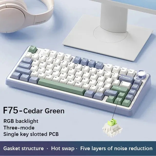 AULA F75 2.4G Wireless/Bluetooth/Wired Gaming Mechanical Keyboard RGB Customized 75% Layout OEM Profile Gasket PC Game Keyboard