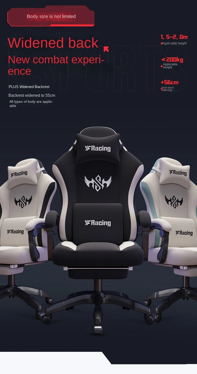 Ergonomic Gaming Chair with Latex Seat Cushion, Adjustable Backrest, Computer Office Chair, Racing Style Gamer Chair with Armrests