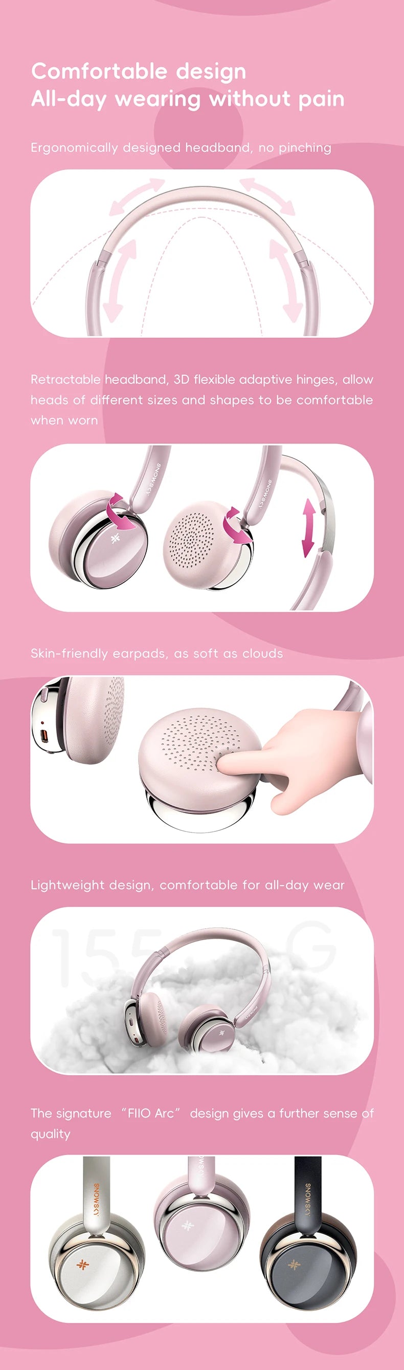 FiiO ANYTIME Bluetooth 5.4 Wireless Headphones with Noise Cancelling, Hi-Res Audio Over-Ear Bluetooth Headphones with Mic, Premium Wireless Earphones