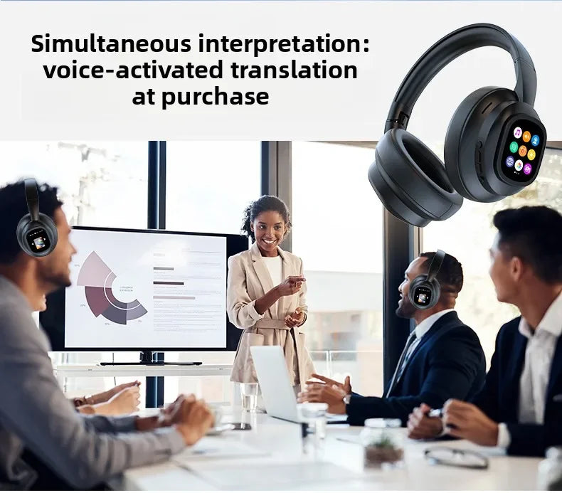 HYUNDAI X1PRO Wireless Bluetooth 6.0 AI Translation Earbuds – 100+ Languages, Touch Control LED Screen Noise Cancelling Headphones