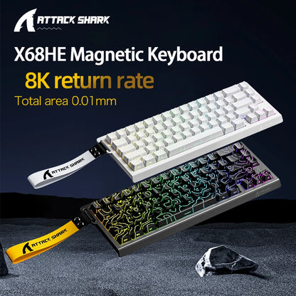 ATTACK SHARK X68HE Magnetic Mechanical Keyboard, 8000Hz Rapid Trigger Gaming Keyboard with Hall Effect Magnetic Switches, SOCD, 0.01mm RT, Wired RGB Keyboard