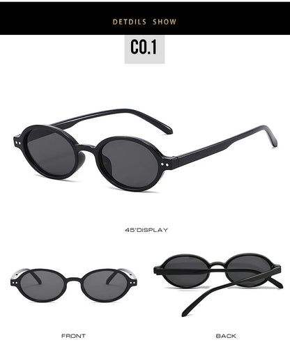 SO&EI Retro Small Oval Sunglasses Women Fashion Rivets Leopard Men Punk Shades UV400 Sun Glasses