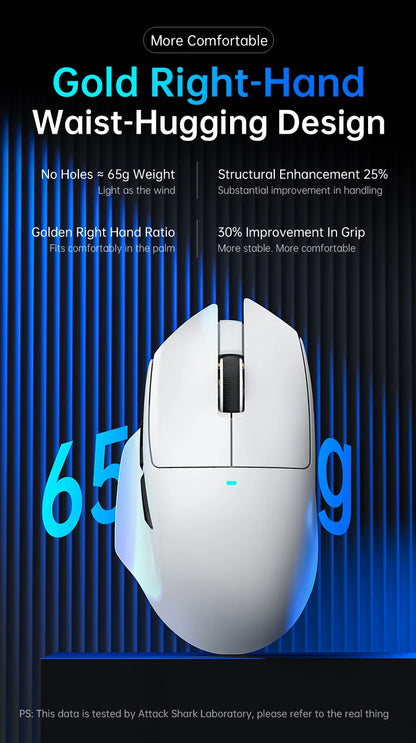 ATTACK SHARK V6 Wireless Gaming Mouse, Superlight RGB Gaming Mouse with Magnetic Charging Dock, PAW3311 Sensor, Tri-Mode Bluetooth Gaming Mouse