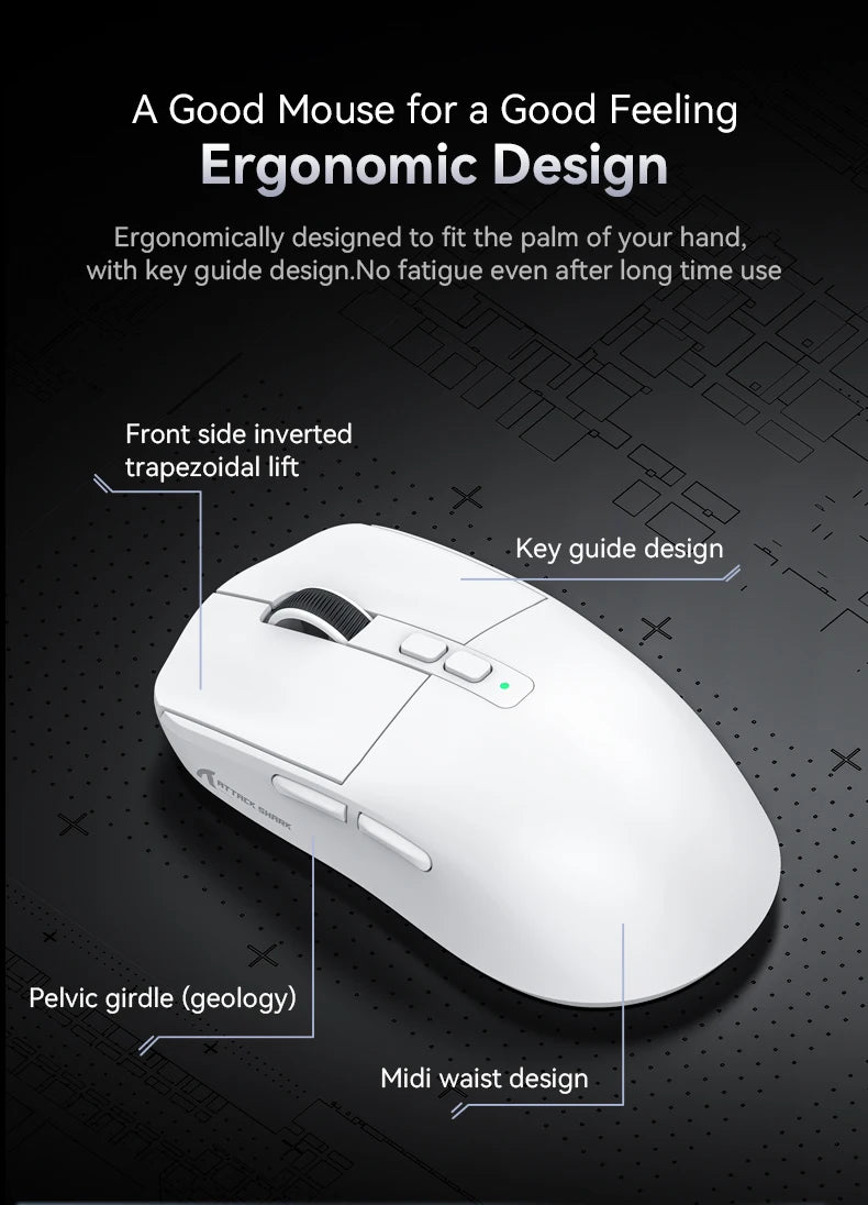 Attack Shark X6 Lightweight Wireless Gaming Mouse, Tri-Mode Bluetooth & 2.4G Gaming Mouse, 26,000 DPI RGB Charging Dock, PAW3395 Sensor