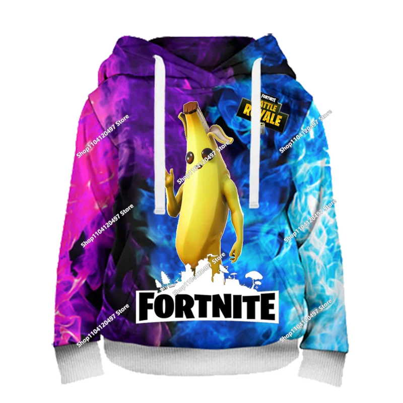 Sweatshirts com capuz para rapaz e rapariga Fortnite, pullover infantil com impressão 3D, sweatshirts com capuz Battle Royale para homem, moda de outono, roupa infantil