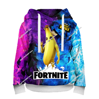 Sweatshirts com capuz para rapaz e rapariga Fortnite, pullover infantil com impressão 3D, sweatshirts com capuz Battle Royale para homem, moda de outono, roupa infantil