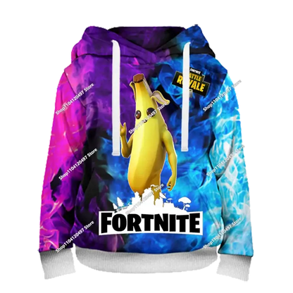 Sweatshirt com capuz Fortnite 3D com estampagem digital, folgado e confortável, novidade de outono