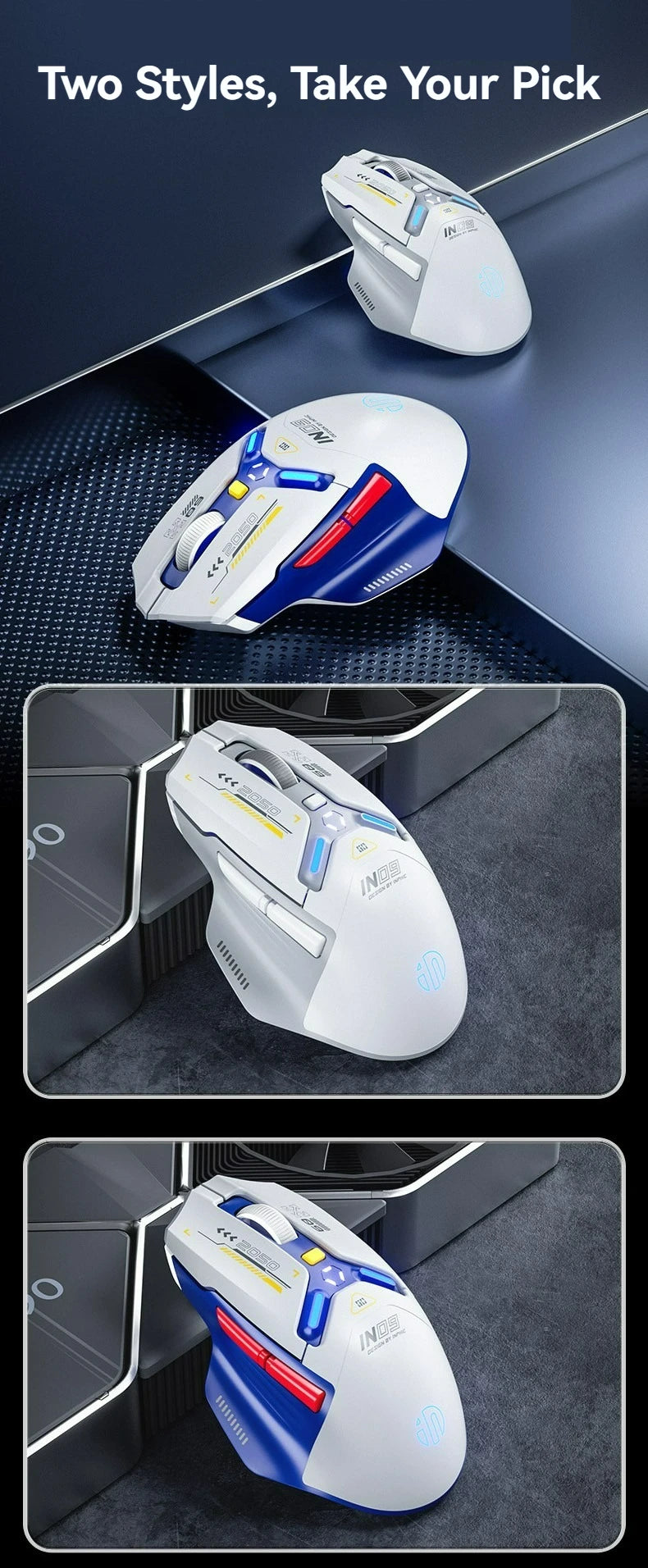 Tri-Mode Wireless Bluetooth Gaming Mouse 10000 DPI RGB Rechargeable Gaming Mouse with 2.4GHz, Bluetooth 5.0 & Wired Connection for PC, Laptop & Mac