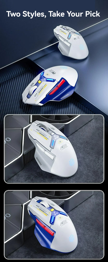 Tri-Mode Wireless Bluetooth Gaming Mouse 10000 DPI RGB Rechargeable Gaming Mouse with 2.4GHz, Bluetooth 5.0 & Wired Connection for PC, Laptop & Mac