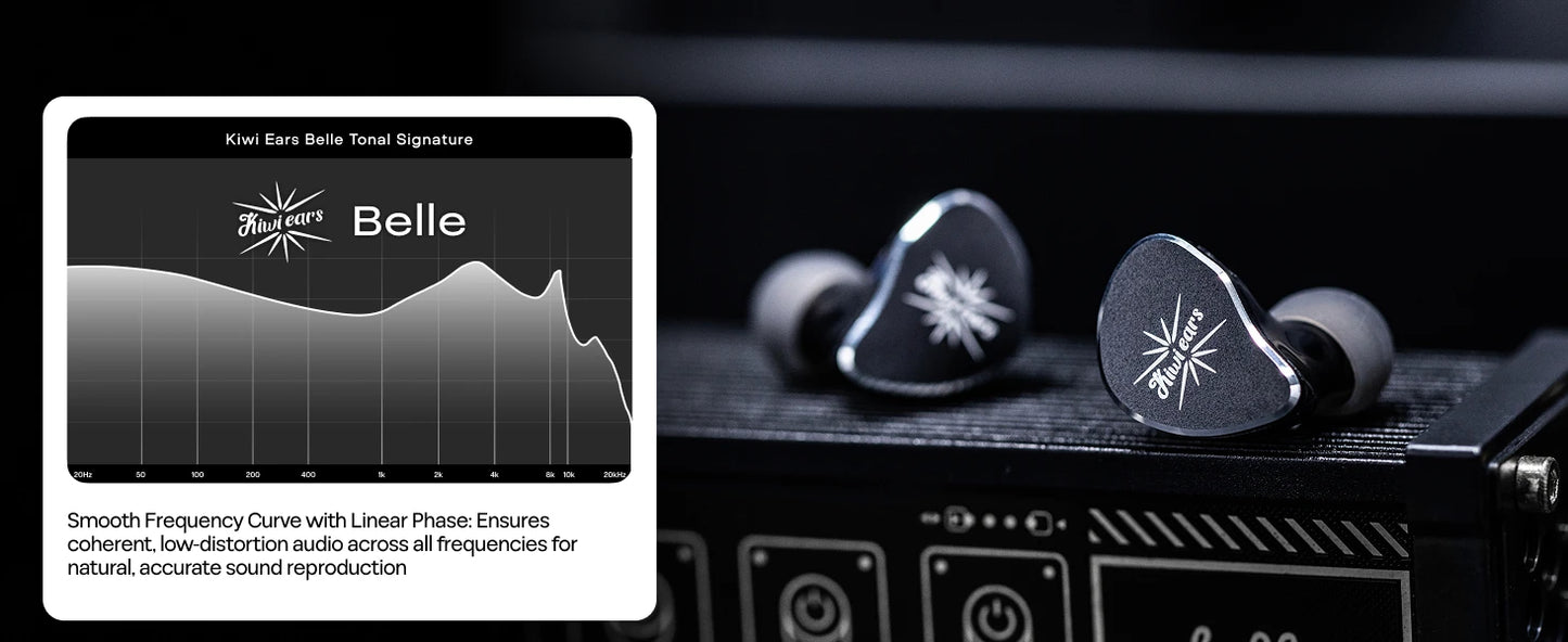 Linsoul Kiwi Ears Belle HiFi IEM Earphones 10mm DLC Dynamic Driver Wired In-Ear Monitors with Premium Sound Signature