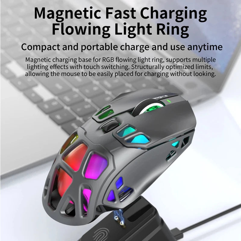 Lenovo X9Pro Tri-Mode Wireless Mouse with Bluetooth, 2.4G & Wired Connectivity, Magnetic Charging Dock, Rechargeable Gaming & Office Mouse
