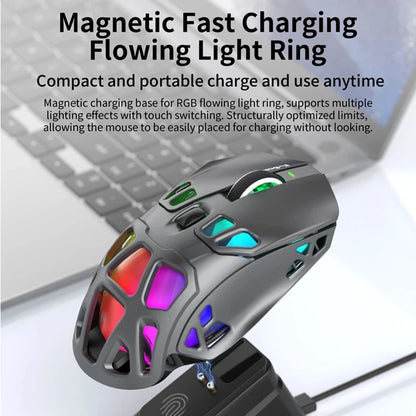 Lenovo X9Pro Tri-Mode Wireless Mouse with Bluetooth, 2.4G & Wired Connectivity, Magnetic Charging Dock, Rechargeable Gaming & Office Mouse