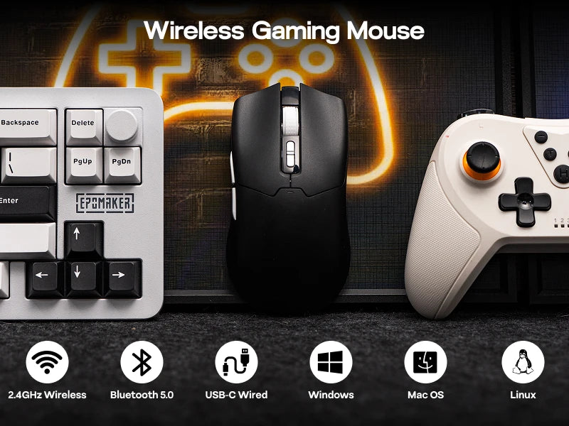 EPOMAKER Click Lite Wireless Gaming Mouse, Tri-Mode Bluetooth & 2.4GHz Gaming Mouse, PAW3311 Sensor, 24000 DPI, 59g Lightweight Rechargeable Gaming Mouse