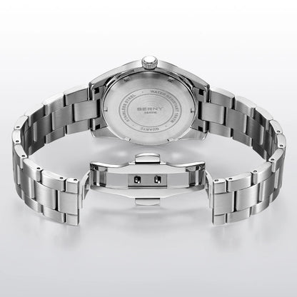 BERNY Men's Watch Luminous AR Sapphire 10ATM Classic  Dress Business Quart Watches for Men Fashion Casual Wristwatch