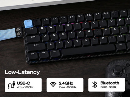 EPOMAKER Carbon60 60% QMK/VIA ANSI VIA Wired/Bluetooth 5.0/2.4GHz Wireless Portable Mechanical Keyboard Carbon Fiber Case
