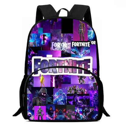 15 Inch Fortnite Cartoon Backpack Unisex for Boys Girls with Front Pocket Lightweight Student School Bookbag Large Capacity