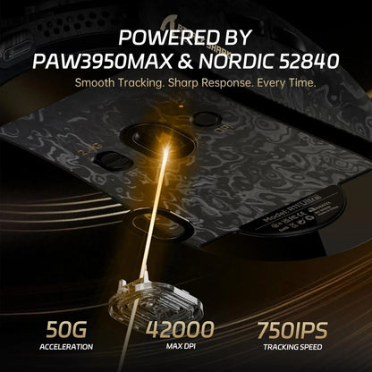 ATTACK SHARK R11 ULTRA 49g Carbon Fiber 8000Hz Wireless Gaming Mouse, 42000 DPI, 20000 FPS, PAW3950MAX, Nordic 52840 Chip