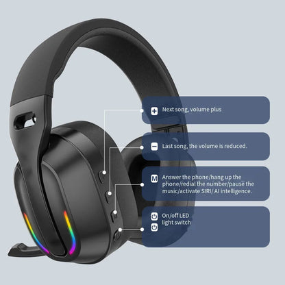 B500 RGB Wireless Gaming Headset Bluetooth 5.4 Noise Cancelling Headphones with Mic, 60H Playtime, HD Stereo Sound for PC, Mobile & Console Gaming