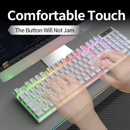 YINDIAO Wired USB Gaming Keyboard with Backlight, 104-Key Ergonomic Gaming Keyboard for PC, Laptop & Desktop, RGB Gamer Keyboard for Office & Gaming