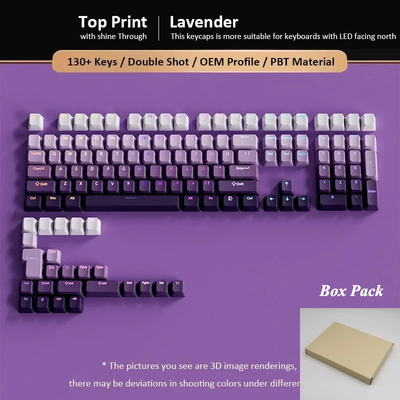 133+ Tasten OEM-Profil Gradient-Keycaps für mechanische Gaming-Tastatur mit Cherry MX Switch, PBT, hintergrundbeleuchtet, RGB-Keycap, ISO-Layout Keycaps