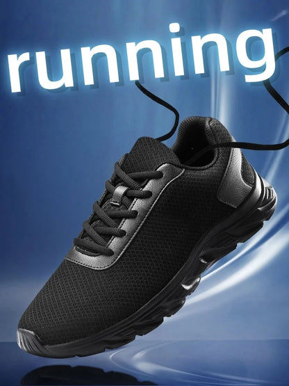 Men's casual sports shoes men's shoes black mesh breathable running shoes men's soft bottom light flat bottom work shoes