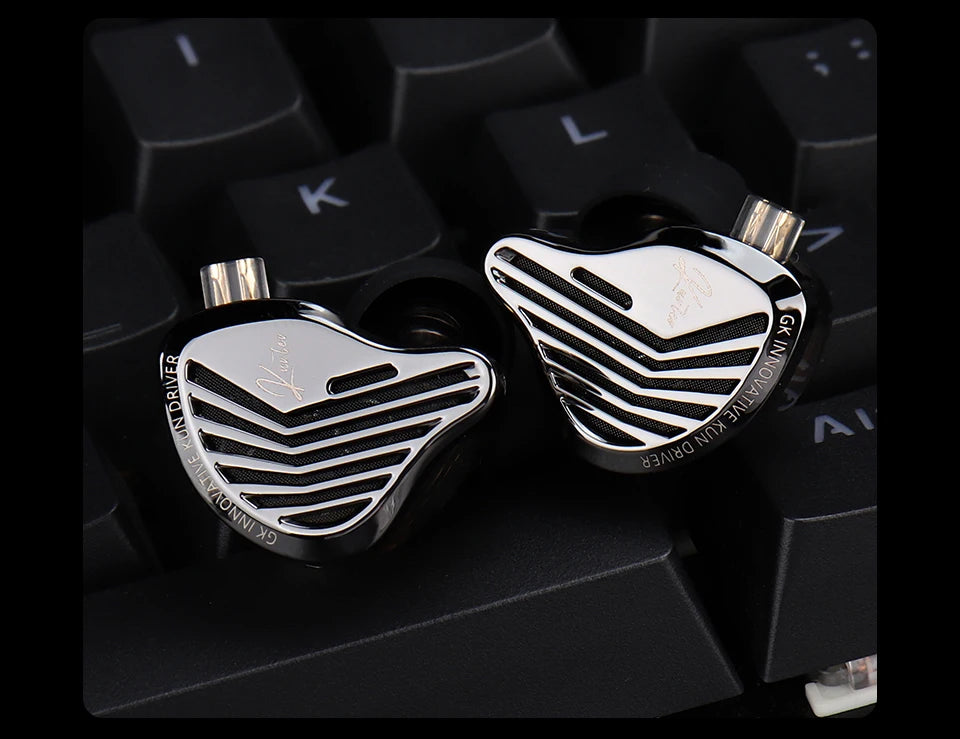 GK KUNTEN HiFi Dynamic Driver Earphones Wired In-Ear Headphones with Microphone, Detachable Cable DJ Music Earbuds, Professional HiFi Audio Earphones