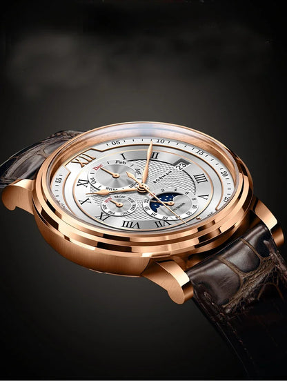 BORMAN BM3868  New 40mm  Luxury Men Automatic Mechanical Men's Watches Sapphire Multi-function Waterproof Moon Phase Clocks