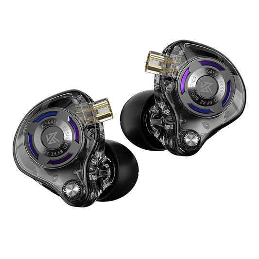 Auriculares IEM Gaming KZ Gale – Monitor In-Ear HiFi con driver superlineal y cable desmontable de 2 pines chapado en plata
