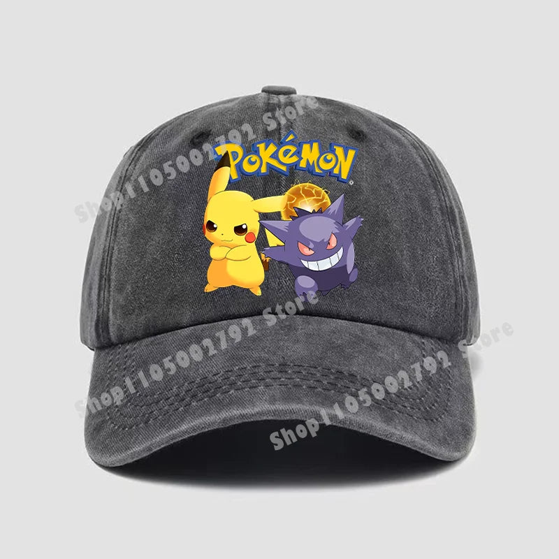 Pokémonové baseballové čepice Pikachu Kawaii Anime postavičky Sluneční klobouky Letní outdoorové sluneční klobouky pro rodiče a děti Módní kšiltovka s kachním jazykem Dárek
