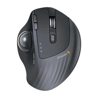 ProtoArc EM01 NL Wireless Trackball Mouse, Ergonomic Bluetooth Thumb Trackball Mouse, Rechargeable Multi-Device Wireless Mouse for Laptop, PC & Mac