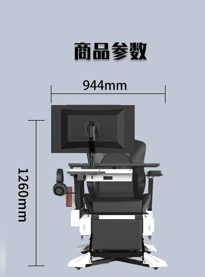 Luxury Gaming Cockpit Chair Multi Functional Office Computer Chair with Adjustable Desk, Ergonomic Long Sitting Gaming Workstation Seat