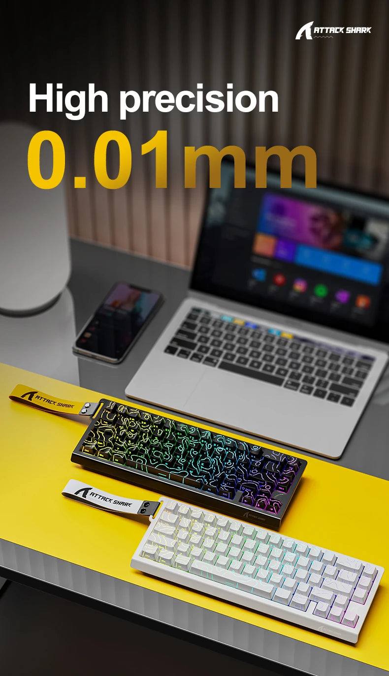 ATTACK SHARK X68HE Magnetic Mechanical Keyboard, 8000Hz Rapid Trigger Gaming Keyboard with Hall Effect Magnetic Switches, SOCD, 0.01mm RT, Wired RGB Keyboard