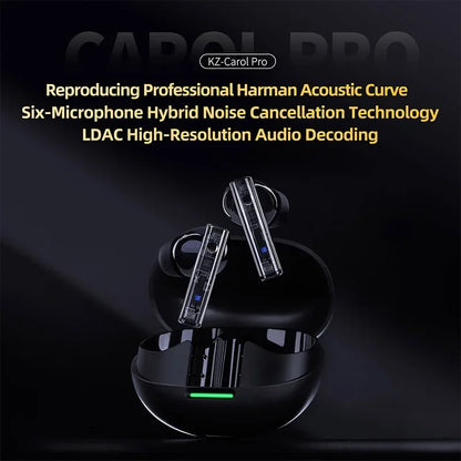 KZ Carol Pro TWS Bluetooth 5.4 Earphone 6 MIC Active Noise Canceling True Wireless in-Ear Earbuds Hifi Game Music Headphone