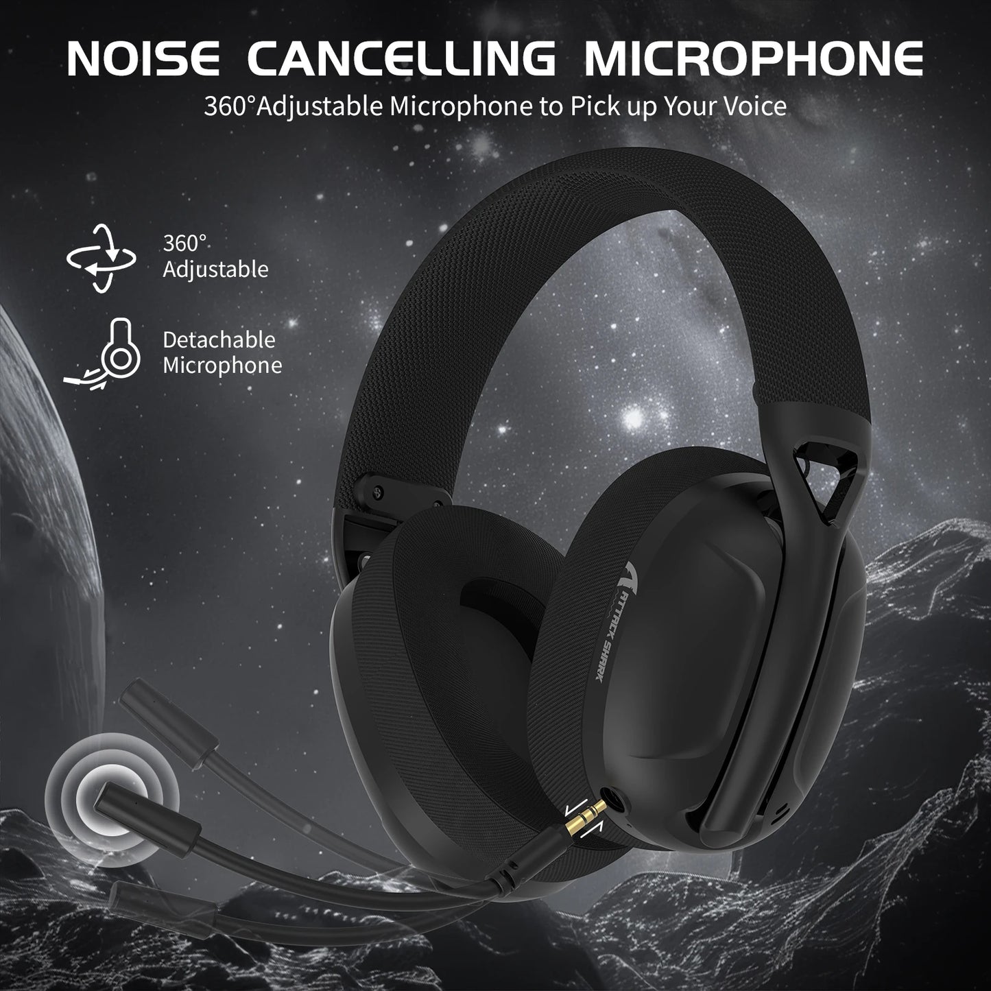 ATTACK SHARK L80 Ultra-Light Tri-Mode Gaming Headset Lightweight Wireless 600mAh battery for PC/PS4/PS5/Switch/Xbox