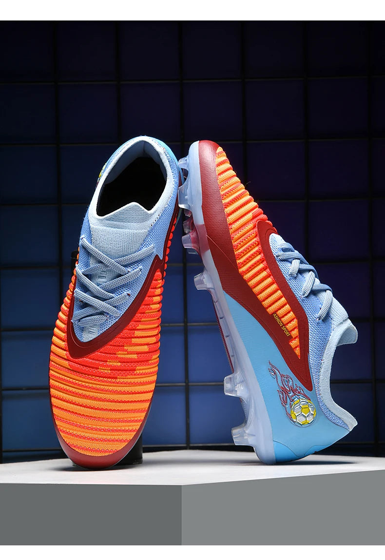 Męskie buty piłkarskie, sportowe buty do piłki nożnej, buty z kolcami do użytku na świeżym powietrzu, dla dorosłych, antypoślizgowe, dla chłopców, z długimi kolcami, treningowe, oddychające, meczowe, wygodne