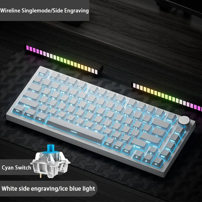 AJAZZ AK820 Mechanical Keyboard Hot-Swappable 82-Key Wired Keyboard with Rotary Volume Knob for Office, Gaming & Home
