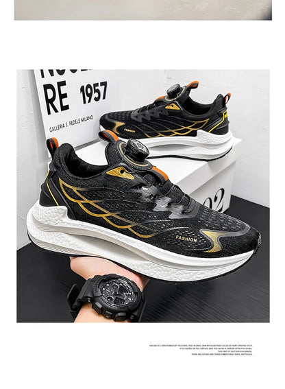 Zapatillas deportivas informales de verano transpirables para hombre, nuevas zapatillas de running de malla transpirable, modernas y versátiles, con hebilla giratoria, adecuadas para deportes al aire libre y para el día a día