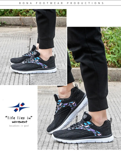 BONA 2023 New Designers Soft Running Shoes Lightweight Breathable Sneakers Man Jogging Walking Athletic Training Shoe Mansculino