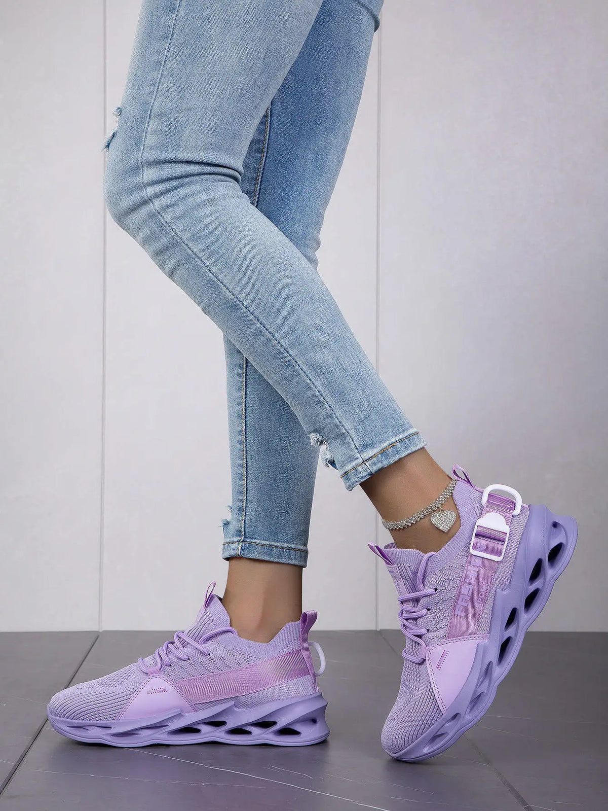Modische lila Freizeit-Sneaker für Damen und Herren, Blade-Laufschuhe, große Größe 48, leichte, atmungsaktive Sportschuhe für Herren, Mesh-Sneaker