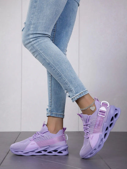 Modische lila Freizeit-Sneaker für Damen und Herren, Blade-Laufschuhe, große Größe 48, leichte, atmungsaktive Sportschuhe für Herren, Mesh-Sneaker