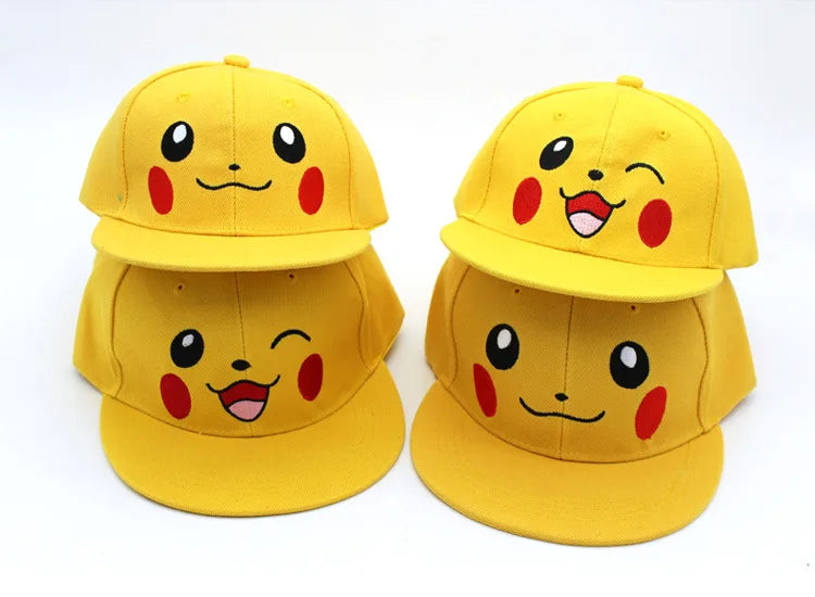 Cartoon Pikachu Cosplay Baseball Hat with Ears Cute Pokemon Baseball Cap for Adults Kids Costume Party Gift