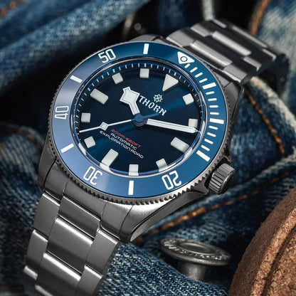 THORN 39mm Titanium Watch Men Homage Vintage PT5000 Movement Automatic Sapphire Crystal C3 Super Luminous 200M Waterproof Watch