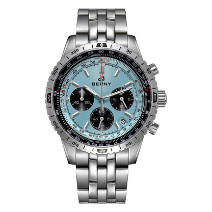 Męski zegarek chronograf BERNY – wielofunkcyjny zegarek kwarcowy w stylu lotniczym, wyposażony w datownik, szafirowe szkło i doskonałą luminescencję – luksusowy męski zegarek na rękę