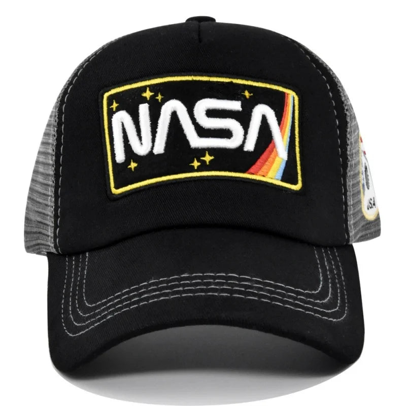 New 3D premium NASA embroidered baseball cap, summer color blocked mesh cap, men's and women's outdoor casual duckbill cap
