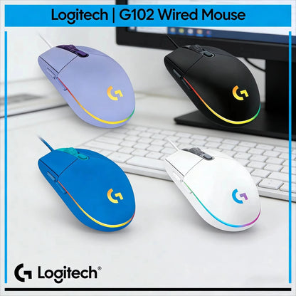 Logitech G102 G203 Wired Gaming Mouse 8200 DPI RGB Backlit Mouse with 2.1M USB Cable, Precision PC Gaming Mouse for Laptop & Office