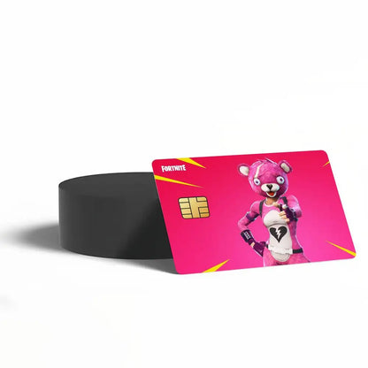 Autocolantes de cartões de jogo Fortnite Cuddle Team Leader para cartões bancários, película protetora impermeável, presente surpresa