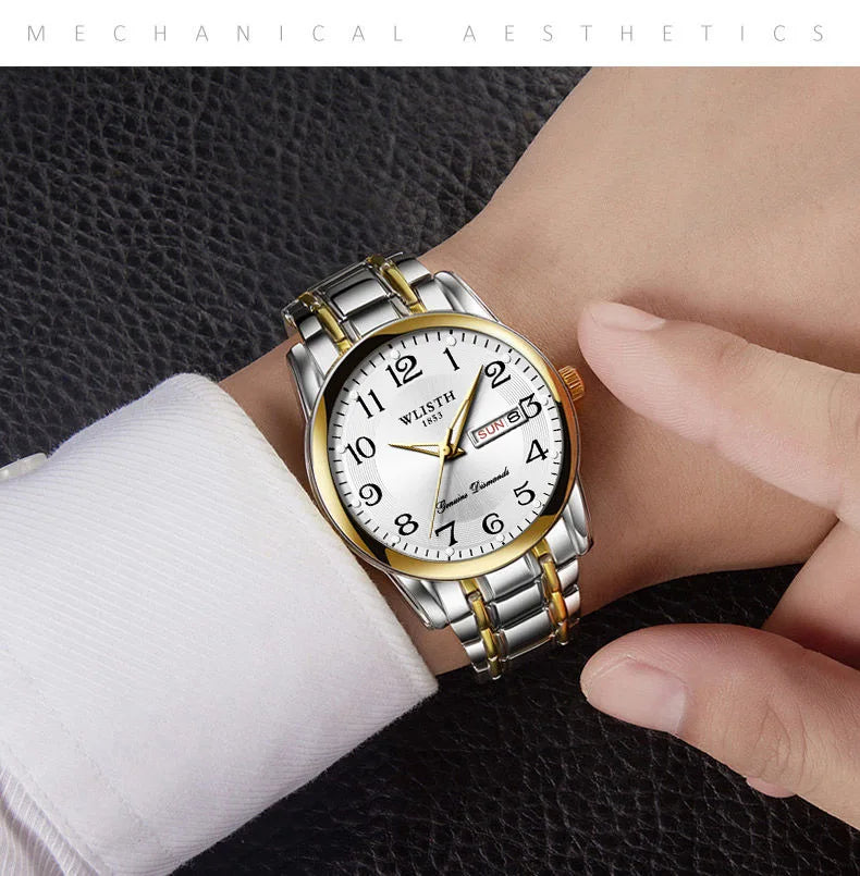 Luxury ladies’ watch, quartz watch, digital wristwatch, water-resistant, with calendar and backlight; fashionable and professional style, also suitable for men.